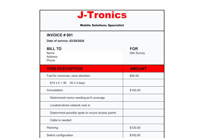 design a clean, editable invoice or quote template